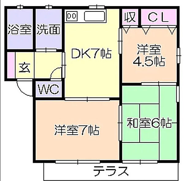 フレグランスシオン ｜福岡県久留米市荒木町藤田(賃貸アパート3DK・2階・52.96㎡)の写真 その2