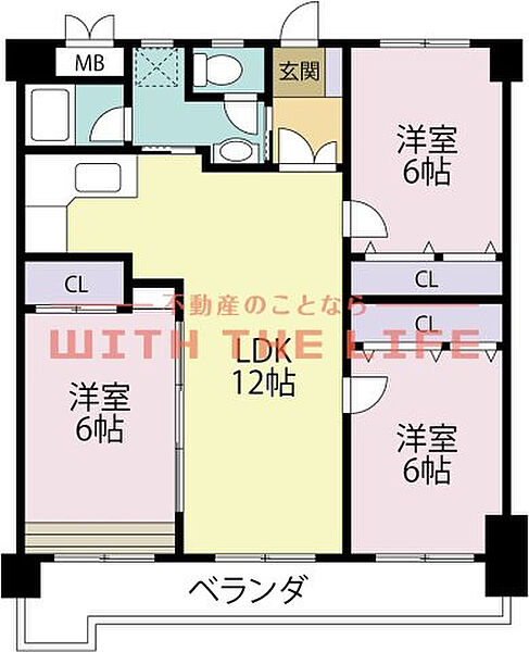 ラパスマンション諏訪野 408号｜福岡県久留米市諏訪野町(賃貸マンション3LDK・4階・65.61㎡)の写真 その2