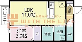 ロイヤル・レセンテ B棟 207号 ｜ 福岡県久留米市上津町2046-1（賃貸アパート1LDK・2階・33.54㎡） その2