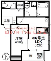 ポラリス久留米南  ｜ 福岡県久留米市白山町397-13（賃貸アパート1LDK・3階・35.38㎡） その2