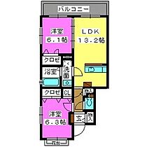 サン・グリーン 101号 ｜ 福岡県久留米市野中町783-5（賃貸マンション2LDK・1階・60.03㎡） その2