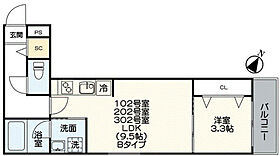 グランドライフ久留米 102号 ｜ 福岡県久留米市西町1186-1（賃貸アパート1LDK・3階・34.38㎡） その2