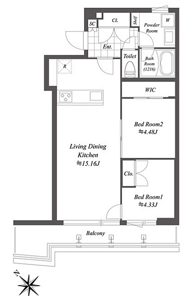 オープンブルーム渋谷本町 502号室｜東京都渋谷区本町５丁目(賃貸マンション2LDK・5階・53.78㎡)の写真 その2