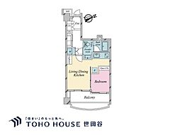 朝日サテライト六本木 1LDKの間取図画像