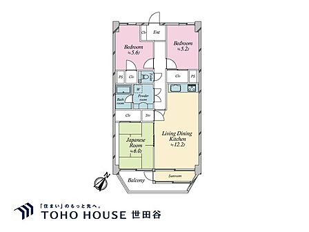 3LDK、専有面積70.81m2、バルコニー面積6.21m2