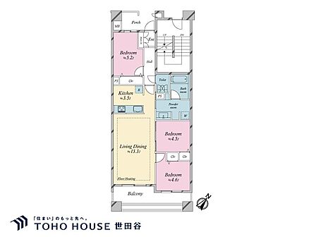 専有面積69.53?、バルコニー面積11.09?