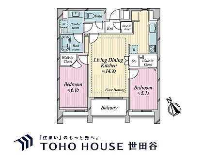 専有面積60.1?、バルコニー面積5.7?