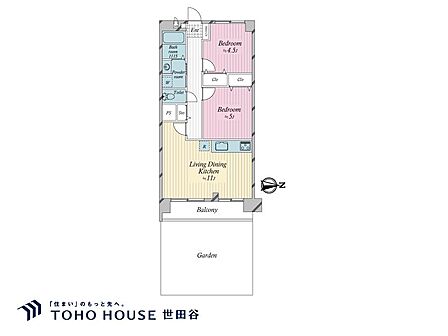 専有面積52.52?、バルコニー面積6.44?