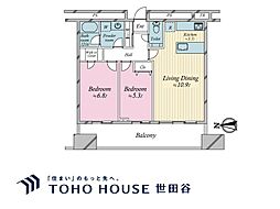 東京タイムズタワー 2LDKの間取図画像