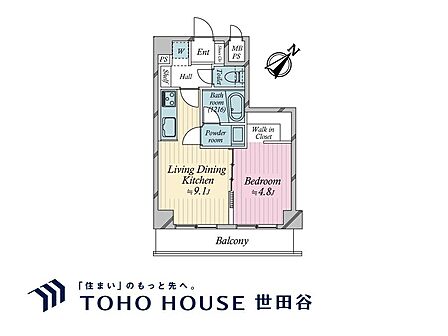 専有面積34.1?、バルコニー面積5.67?
