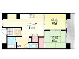 生島リバーサイドマンションB棟 2LDKの間取図画像