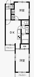 日神パレス新三河島 2DKの間取図画像