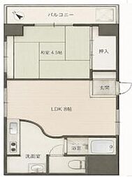 柏木ローズマンション 1DKの間取図画像