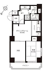 オーヒロローズハイツ 2DKの間取図画像