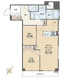 シャンボール生麦 2LDKの間取図画像