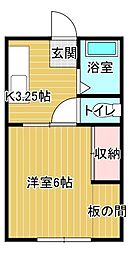 藤井ハイツB 1階1Kの間取り