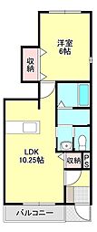 ムーンシャインA 1LDKの間取図画像
