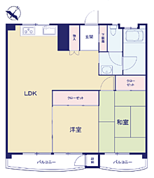 トーヨーマンション1号棟 2LDKの間取図画像