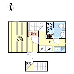 MOK.AOsaki 1Kの間取図画像