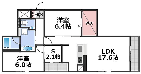 インペリアル大宮 ｜大阪府大阪市旭区大宮1丁目(賃貸マンション2SLDK・1階・70.32㎡)の写真 その2