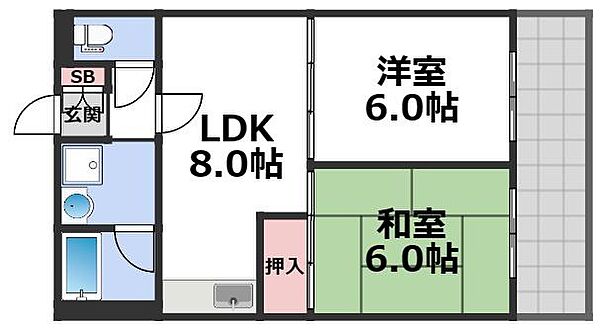 ルモン新深江 ｜大阪府大阪市東成区深江南1丁目(賃貸マンション2LDK・9階・45.00㎡)の写真 その2