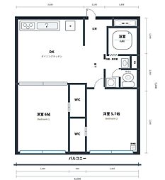 エスポワール岩淵 2DKの間取図画像