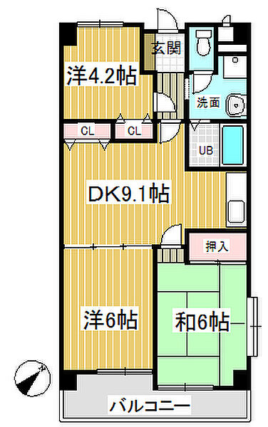 学園サンパール 0305｜東京都練馬区大泉学園町8丁目(賃貸マンション3DK・3階・55.55㎡)の写真 その2