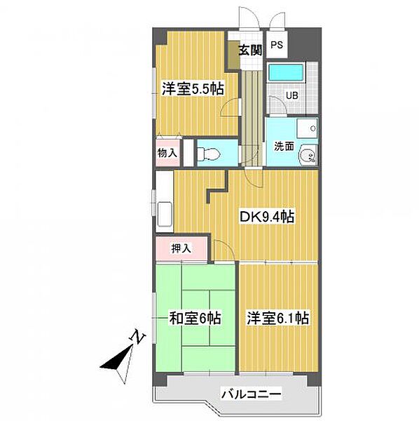 メゾン・プレミール 0606｜埼玉県鶴ヶ島市大字上広谷(賃貸マンション3LDK・6階・60.50㎡)の写真 その2