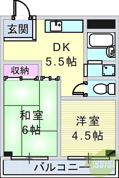 兵庫県西宮市室川町(賃貸マンション2DK・3階・36.40㎡)の写真 その2
