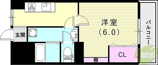 兵庫県西宮市二見町(賃貸マンション1K・3階・28.00㎡)の写真 その2