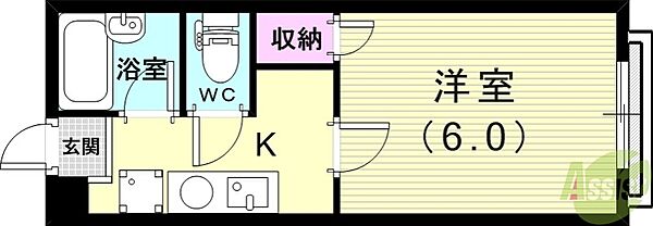 兵庫県西宮市上ケ原八番町(賃貸アパート1K・2階・19.80㎡)の写真 その2