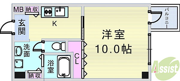 兵庫県西宮市高松町(賃貸マンション1K・7階・31.30㎡)の写真 その2