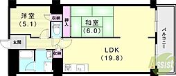 パラツィーナセシリア第2甲陽園 2LDKの間取図画像