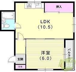 ライフポケット甲子園 1LDKの間取図画像