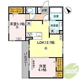 ル トレフル 2LDKの間取図画像