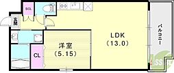 プレジオ西宮今津 1LDKの間取図画像