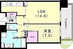 ジオタワー宝塚南口グランレジスSouth 1LDKの間取図画像