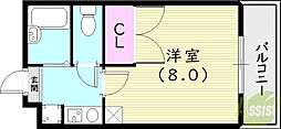 ピュア河原 1Kの間取図画像