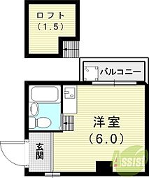サンパレス21ベルデ1 1Kの間取図画像