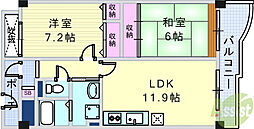 KDXレジデンス夙川ヒルズ1番館 2LDKの間取図画像