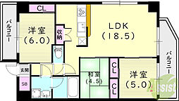 ラドゥセール西宮北口 3LDKの間取図画像