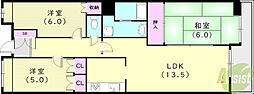 リアライズ苦楽園 3LDKの間取図画像