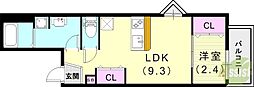 リアフラッツ上ヶ原 1LDKの間取図画像