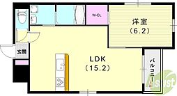 (仮)今津山中町ハイツ 1LDKの間取図画像