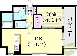 G-RAPPORT西宮 1LDKの間取図画像