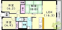 夙川レッチオレジデンツア 3LDKの間取図画像