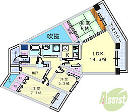 KDXレジデンス夙川ヒルズ1番館 3SLDKの間取図画像