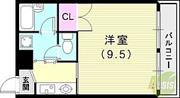 ラ・マドレー甲子園 1Kの間取図画像