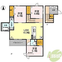 D-room中州 2階/-