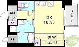 ジオエント阪神西宮 1DKの間取図画像